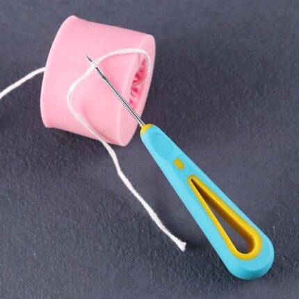 AWL Hook Needle - 1 Pcs I Steel Stitcher Sewing Crochet Hook I with Ergonomic Rubber Portable Handle Safety Cap I for DIY Repair Leather Shoes Sewing Cobbler Tools