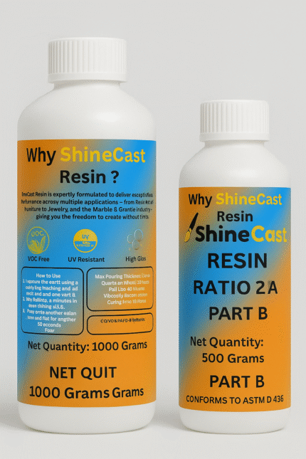 ShineCast 2:112H Resin | Clear UV-Resistant Epoxy Resin Art Kit (2:1), Crystal Clear, High Gloss, Protective Coating for Wood, Artwork, Furniture, Durable Finish. 1.5KG