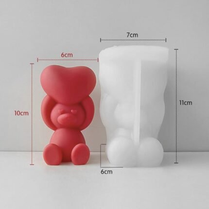 Rose Love Couple Bear Candle Handmade Mould