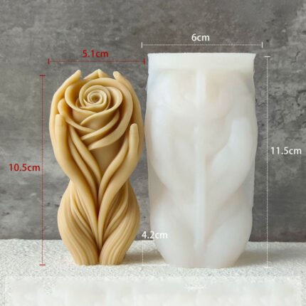 3D Holding Rose Flower Candle Handmade Mould