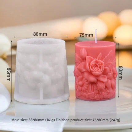 Rose Pillar Succulent Flower Candle Handmade Mould