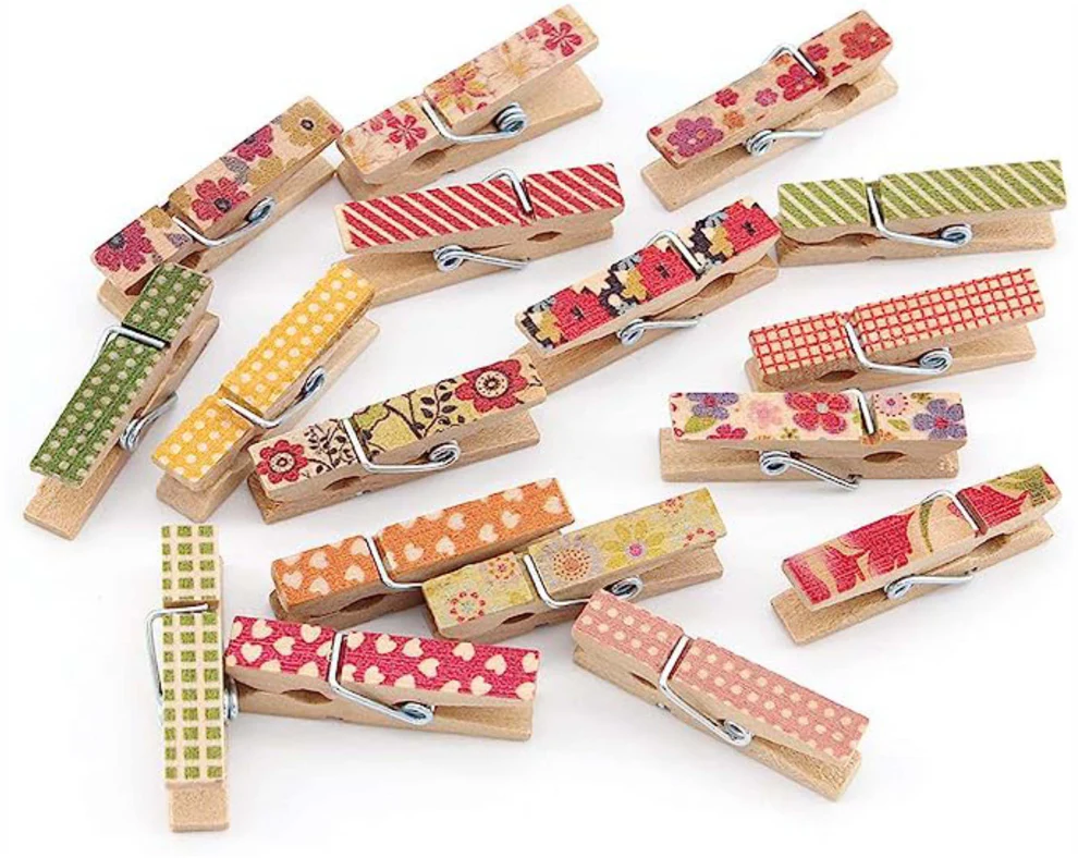 28009-44775962673442 Printed Mini Wooden Clips for Crafts