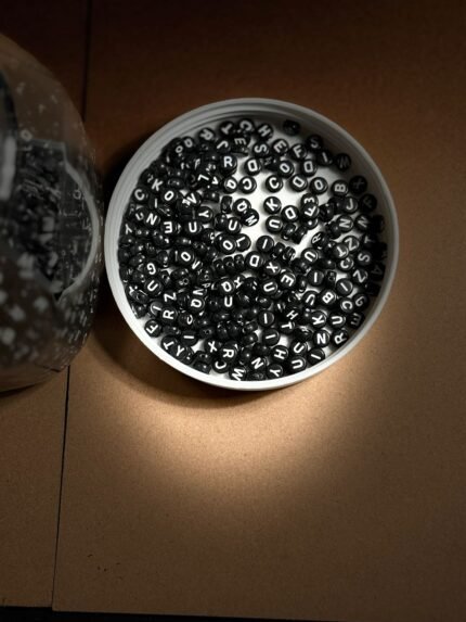 Black Round Alphabet Beads