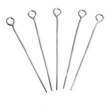 Jewellery Making Brass Eye Pin - Silver
