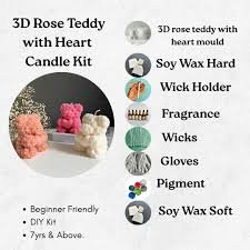 3d rose teddy candle kit