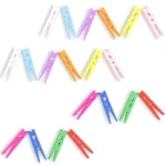 Vibrant Wooden Clips for Photo Hanging 50 Pieces