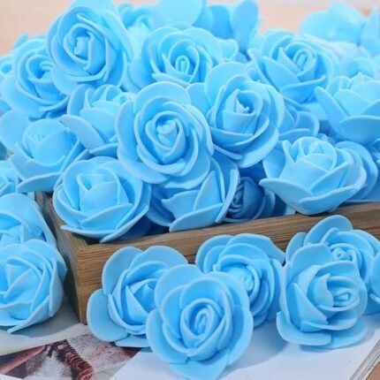 Artificial Foam Rose Flower - Sky Blue