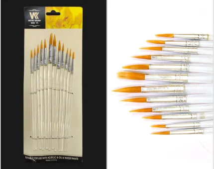 12PC ROUND BRUSH TRANSPARENT HANDLE SET