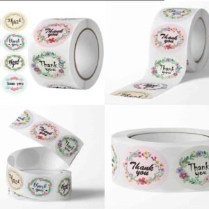 Floral Thank You Stickers Roll