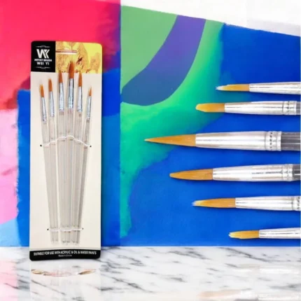 6PC ROUND BRUSH TRANSPARENT HANDLE SET